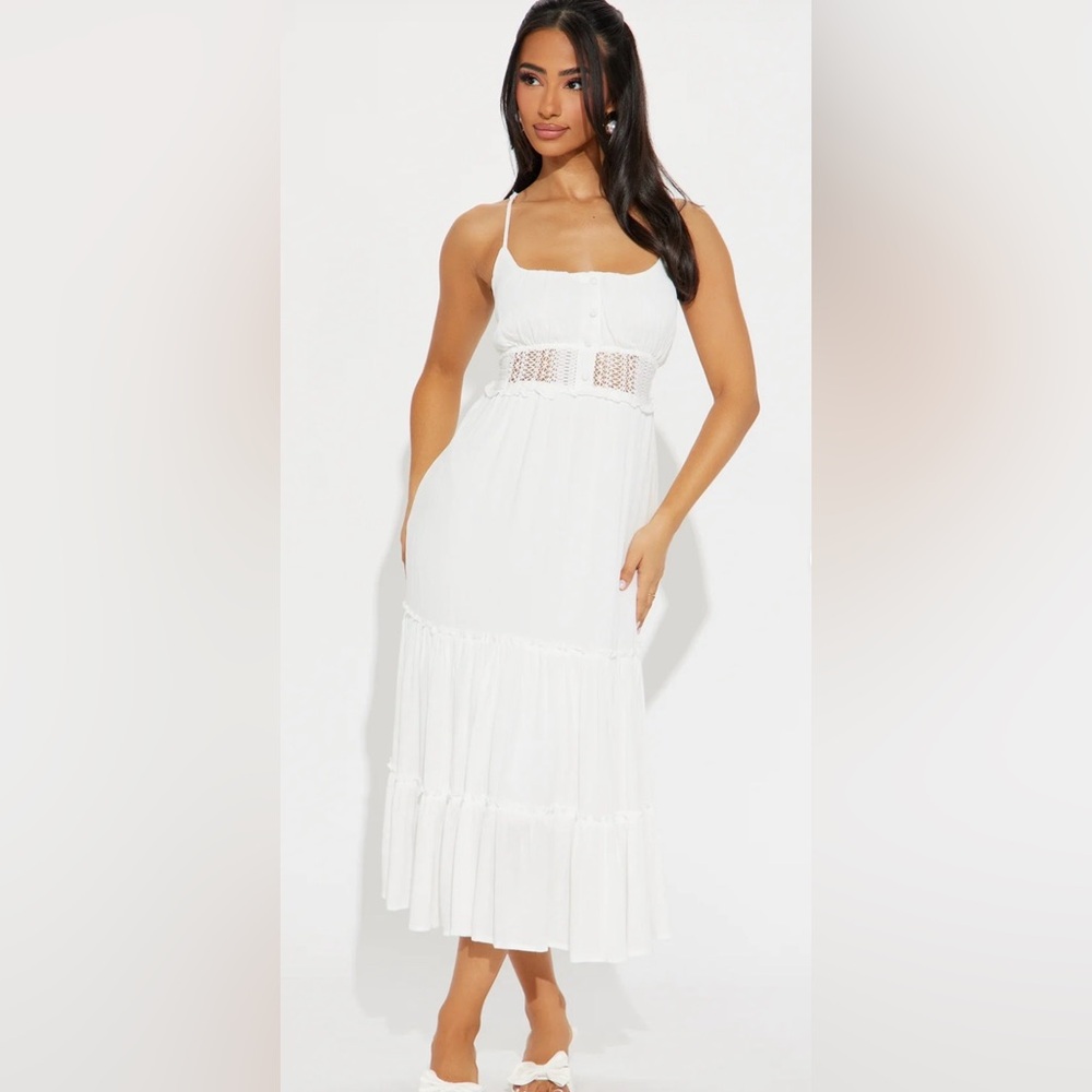 NWT Tiered Midi Dress - Off White